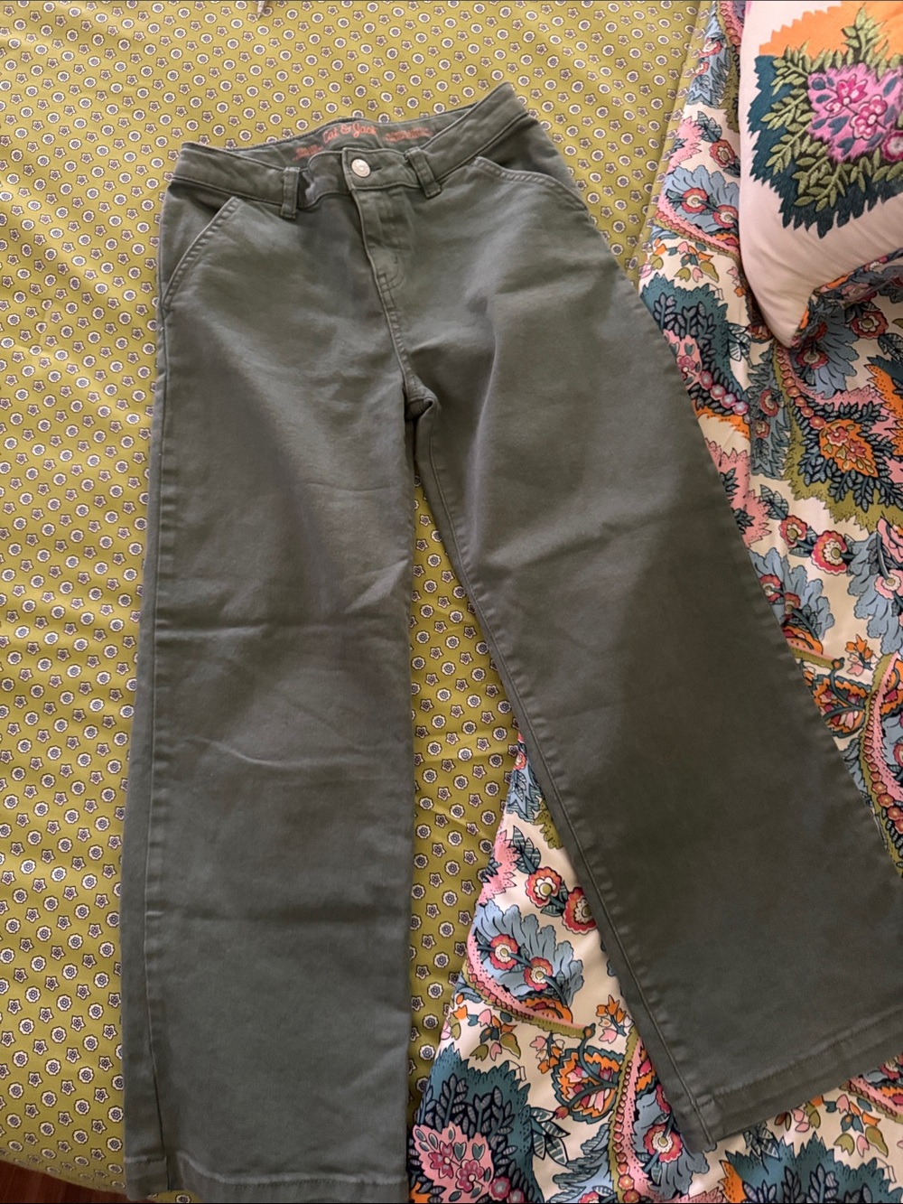 Cat & Jack Olive Green Wide-Leg Jeans